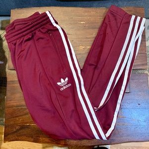 Adidas Maroon & White Track Pants